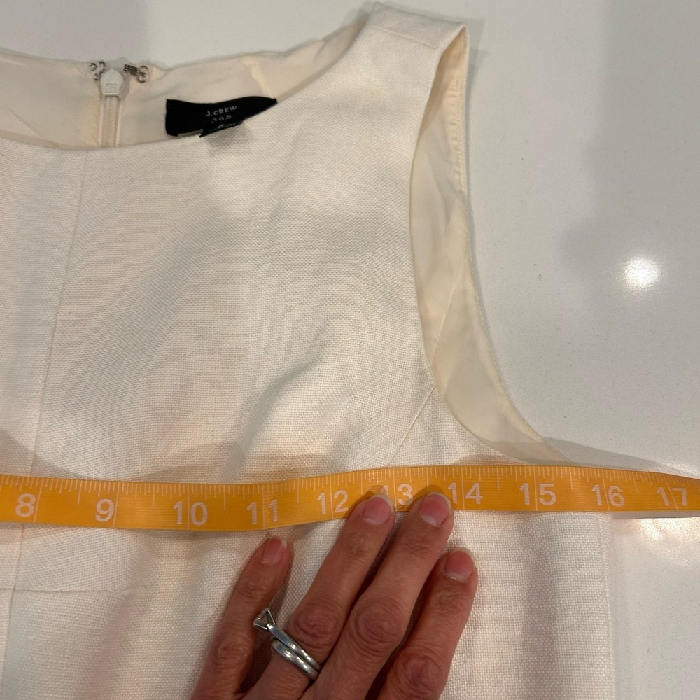 J.Crew 365 Ivory 100% Linen A Line Dress Pleated Sleeveless Work Luxe Minimal 2 - Picture 7 of 10